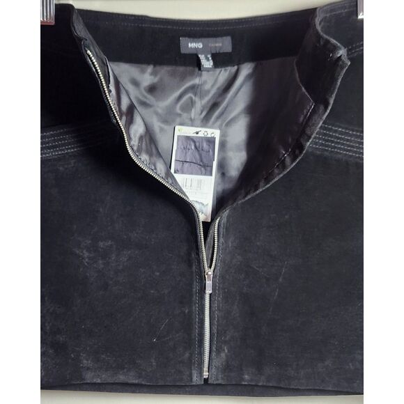 NEW MNG Zippered Suede Mini Skirt, Size Small - Picture 5 of 12